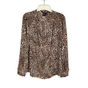 Leopard Blouse Business Casual Basic Neutral Size 12